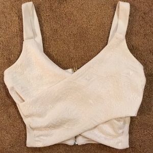 BEBE XS white wrap crop top- worn once!